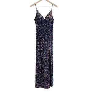 B Smart Allover Sequin Glam High Front Slit Floor Length Dress Junior 9/10